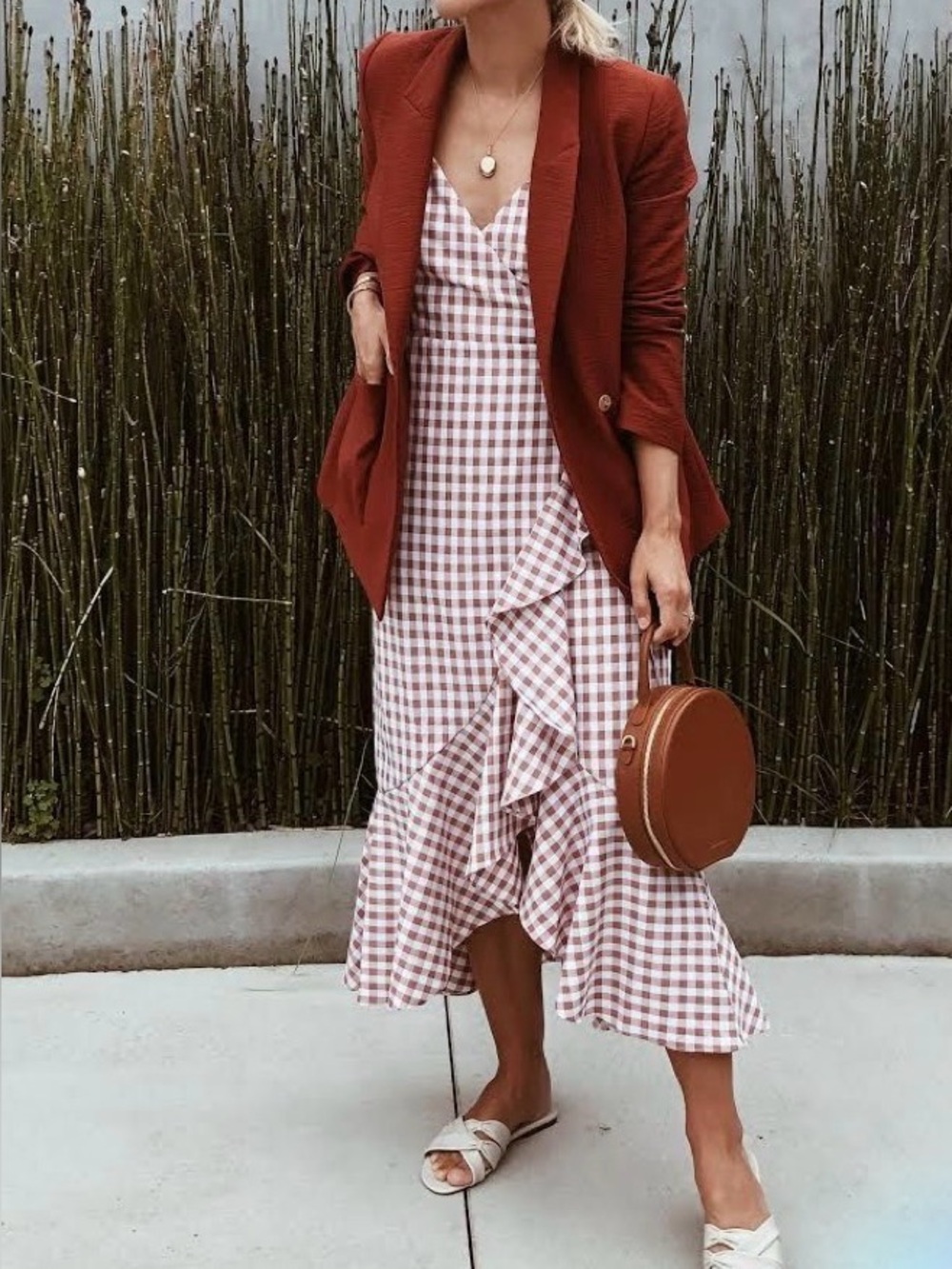 Song of Style Gingham Checkered V-Neck Dress